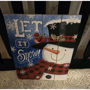 Christmas Sign Let It Snow!  Snowman Bird USA Made from  Wooden Pallets NEW